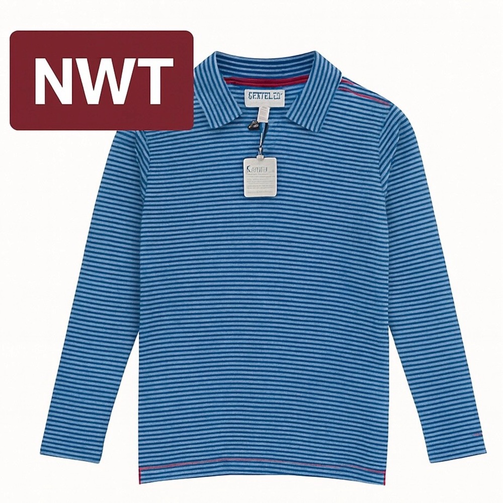 Hatley Blue Striped Kids Polo Shirt size 12 Years